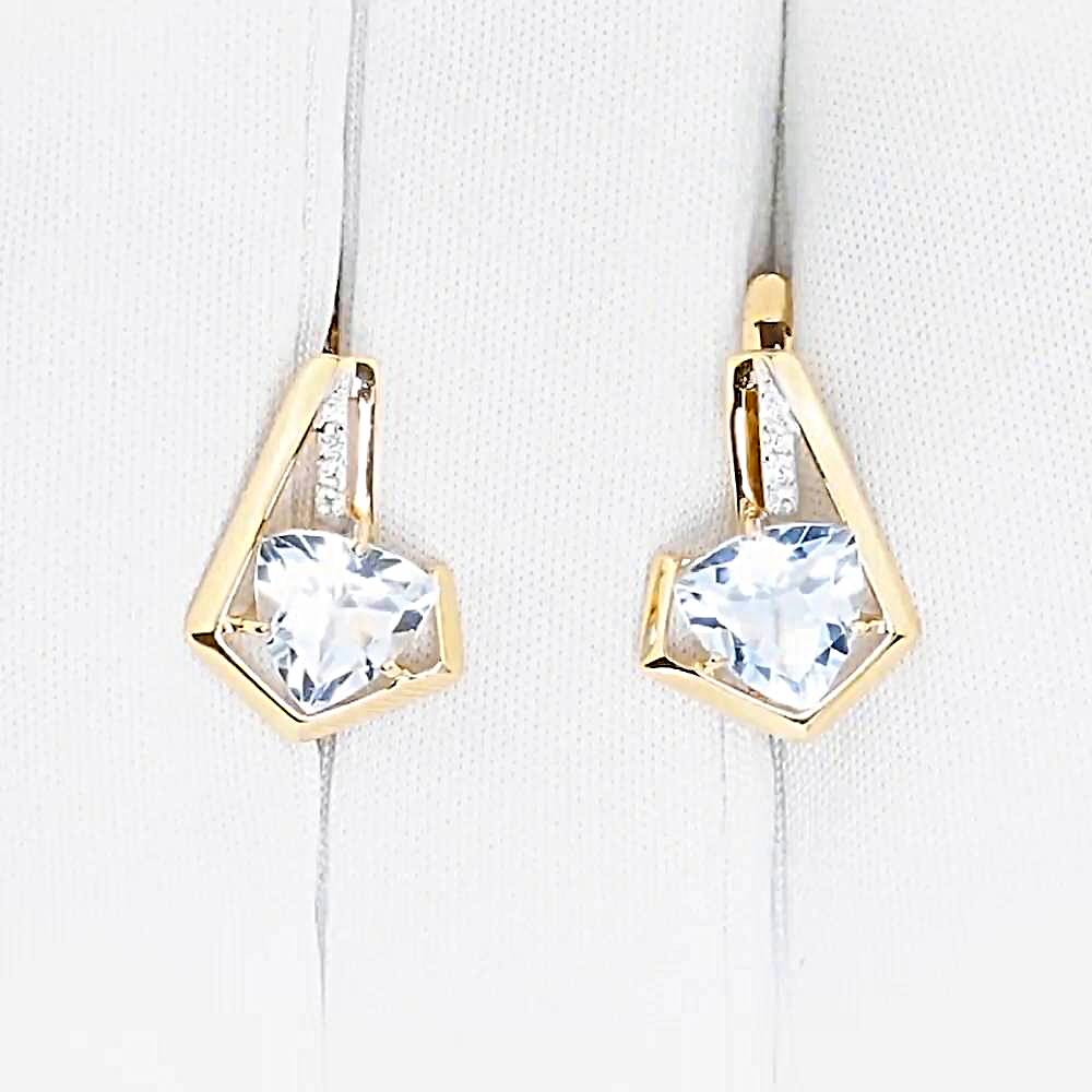 Серьги с топазами и фианитами из красного золота 585 пробы 1