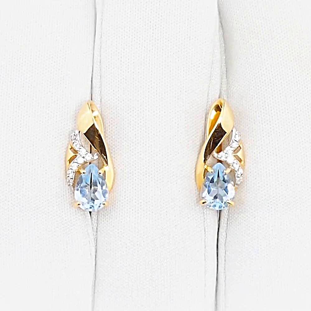 Серьги с топазами и фианитами из красного золота 585 пробы 1