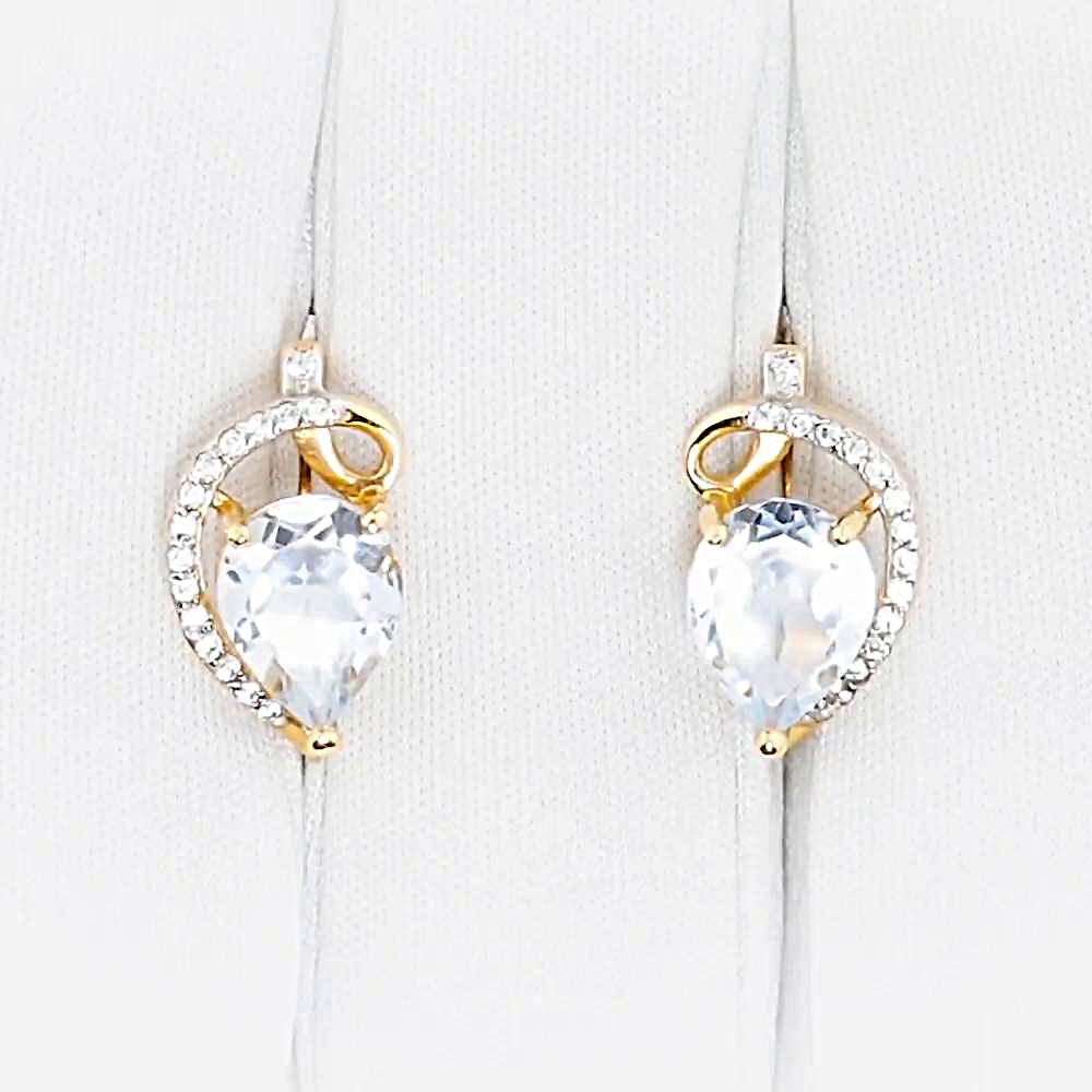 Серьги с топазами и фианитами из красного золота 585 пробы 1