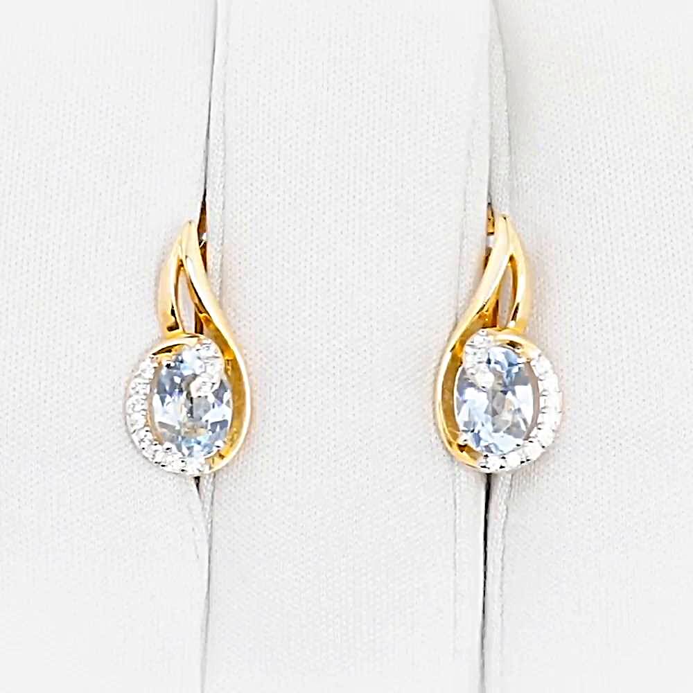 Серьги с топазами и фианитами из красного золота 585 пробы 1