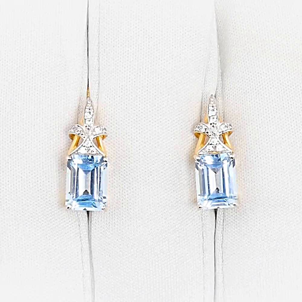 Серьги с топазами и фианитами из красного золота 585 пробы 1