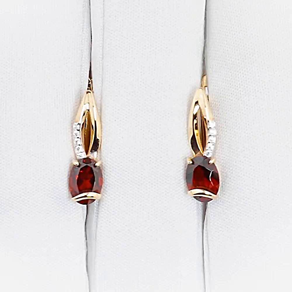 Серьги с гранатами и фианитами из красного золота 585 пробы 1