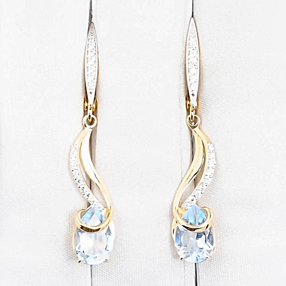 Серьги с топазами и фианитами из красного золота 585 пробы 1