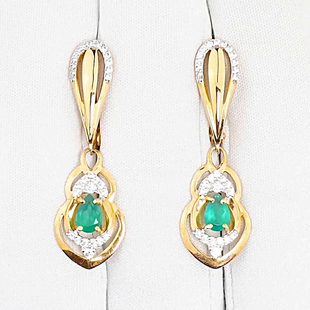 Серьги с агатами и фианитами из красного золота 375 пробы 1