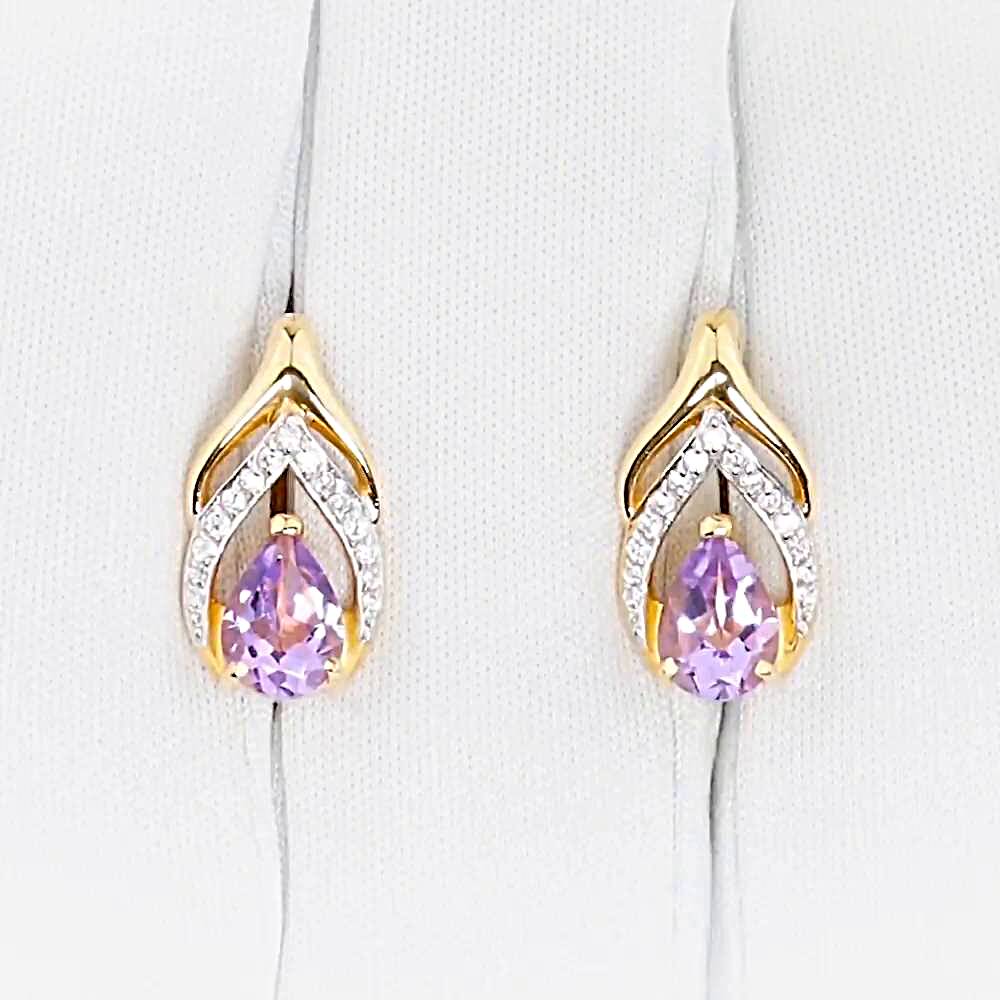 Серьги с аметистами и фианитами из красного золота 585 пробы 1