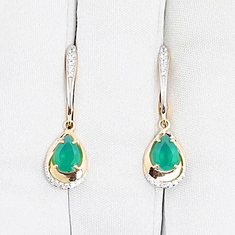 Серьги с агатами и фианитами из красного золота 585 пробы 1