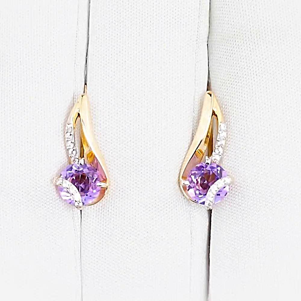 Серьги с аметистами и фианитами из красного золота 585 пробы 1