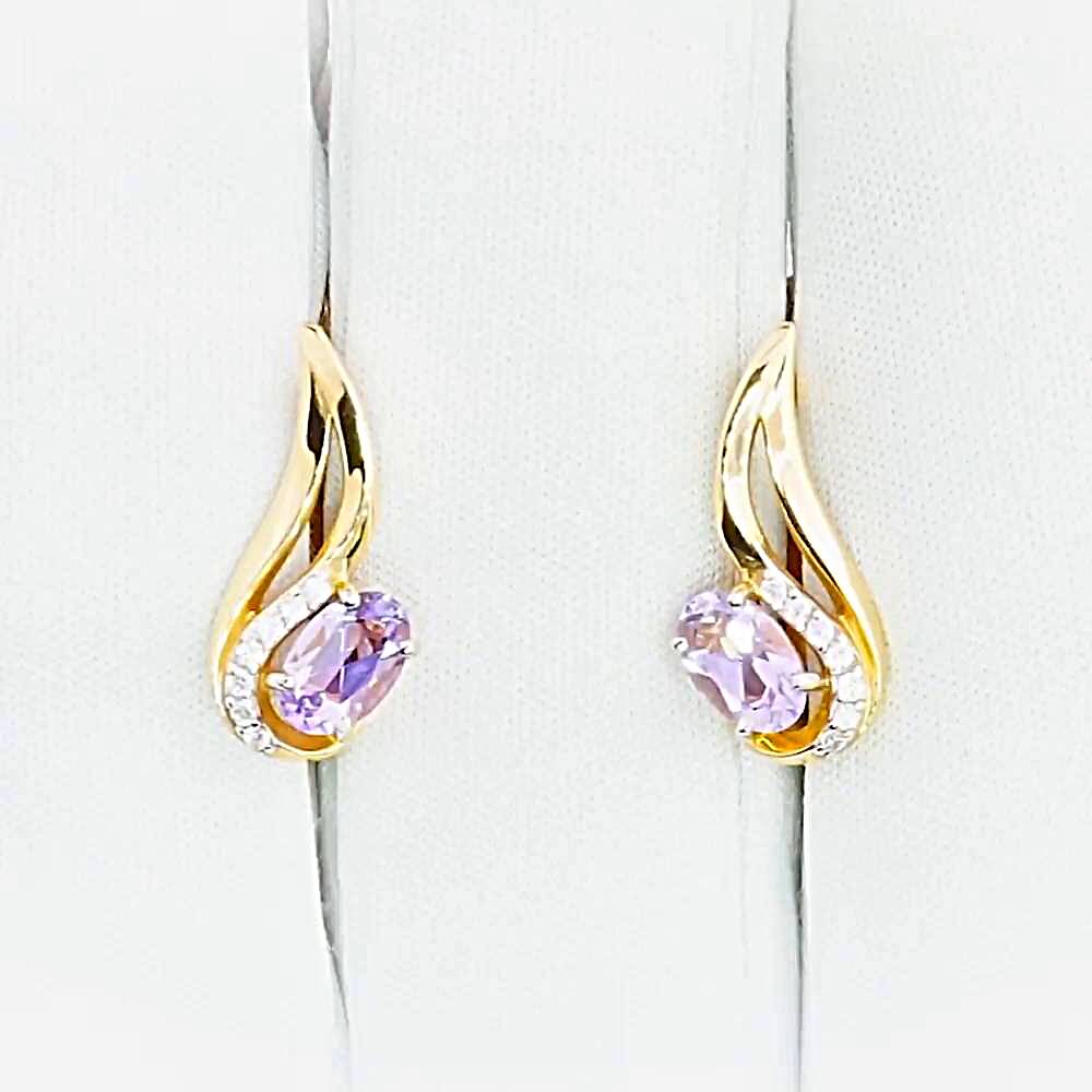 Серьги с аметистами и фианитами из красного золота 585 пробы 1