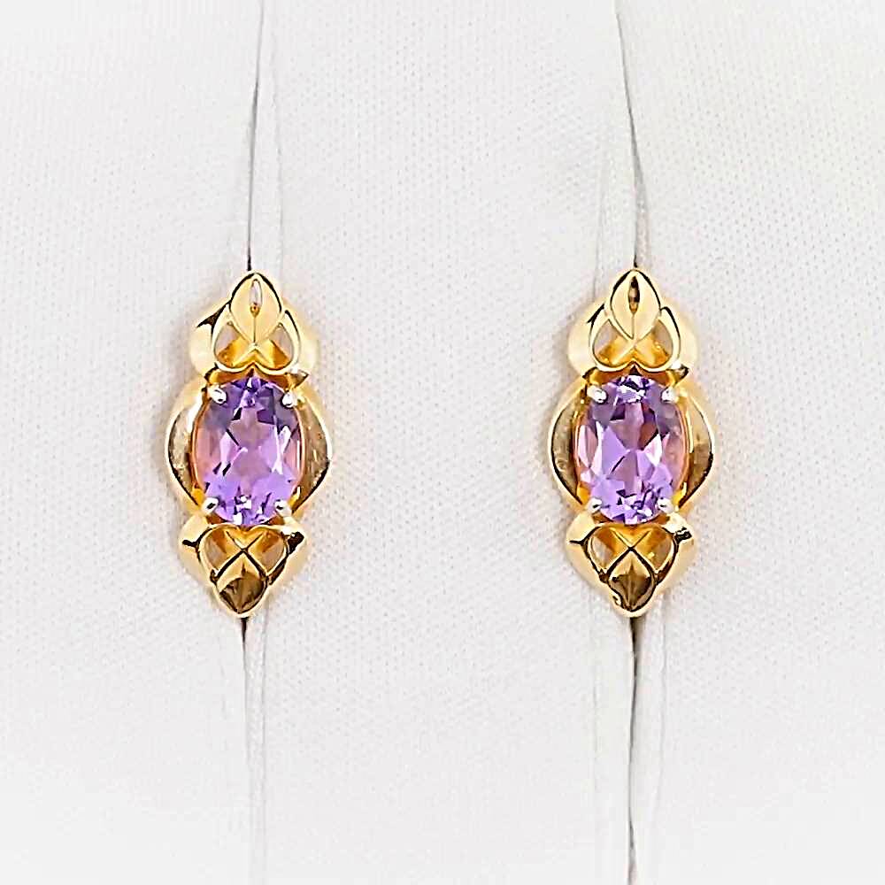 Серьги с аметистами из красного золота 585 пробы 1