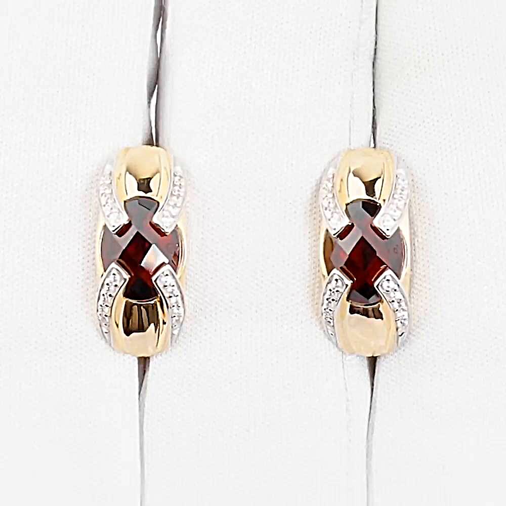 Серьги с гранатами и фианитами из красного золота 585 пробы 1