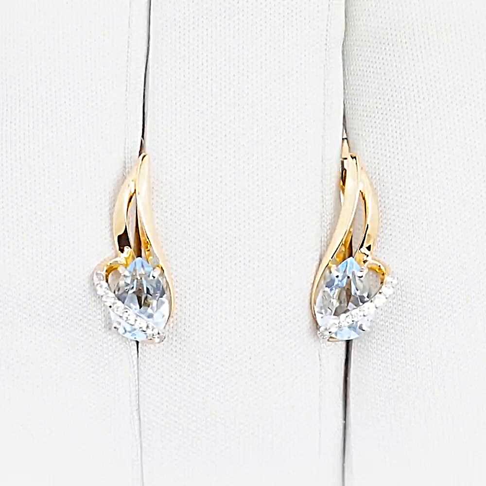 Серьги с топазами и фианитами из красного золота 585 пробы 1