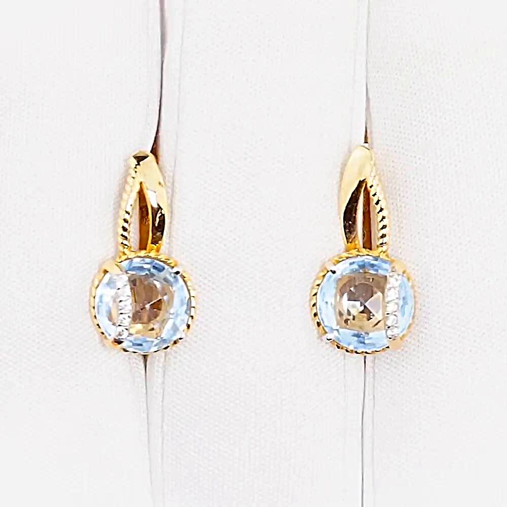 Серьги с топазами и фианитами из красного золота 585 пробы 1