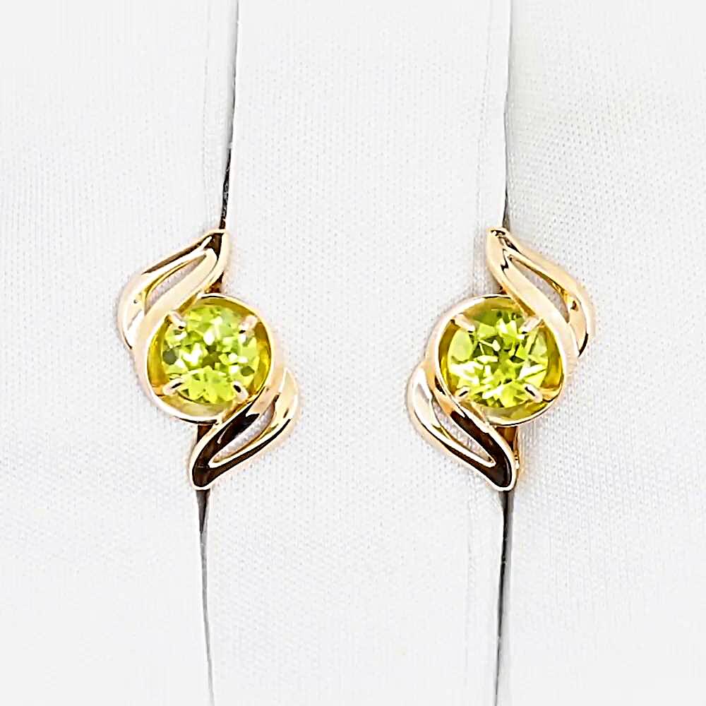 Серьги с хризолитами из красного золота 585 пробы 1