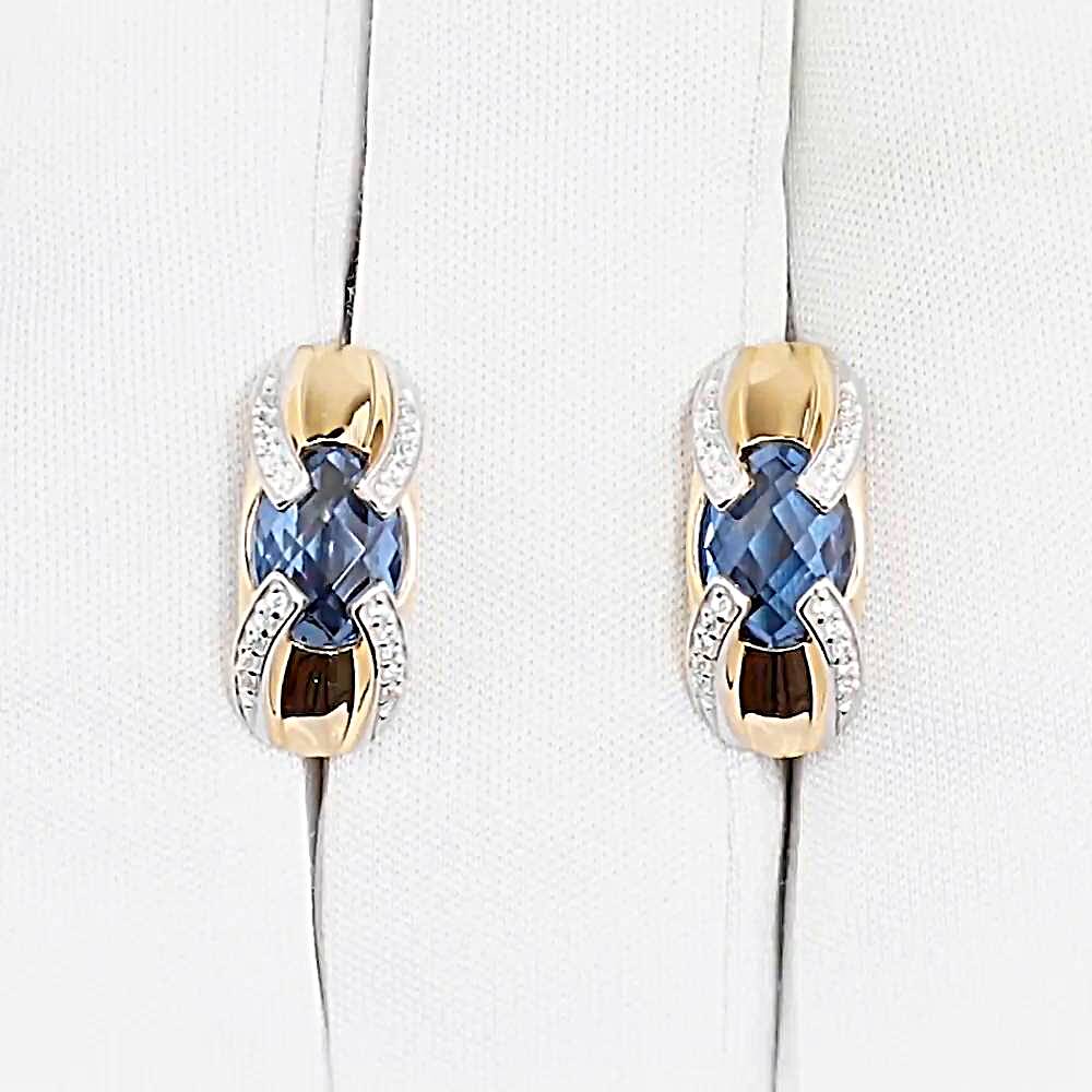 Серьги с топазом лондон и фианитами из красного золота 585 пробы 1