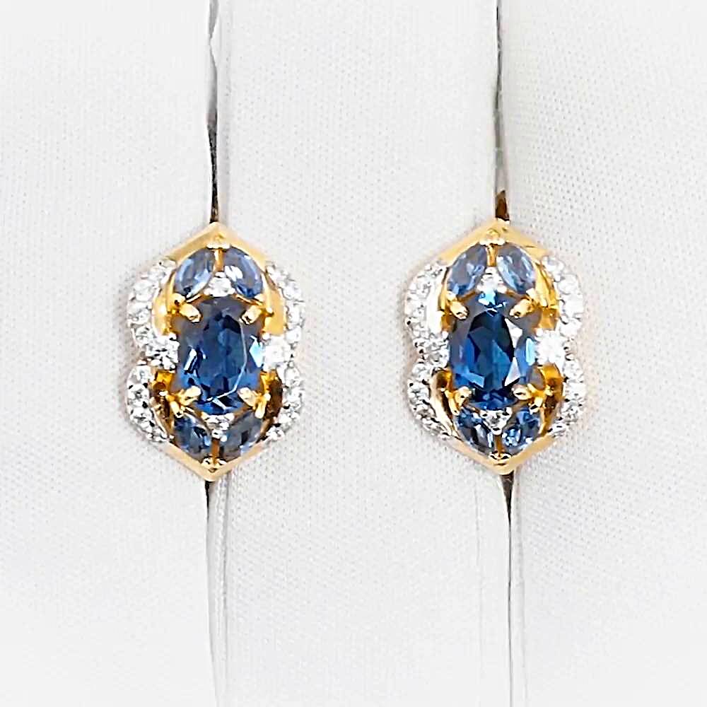 Серьги с топазом лондон и фианитами из красного золота 585 пробы 1