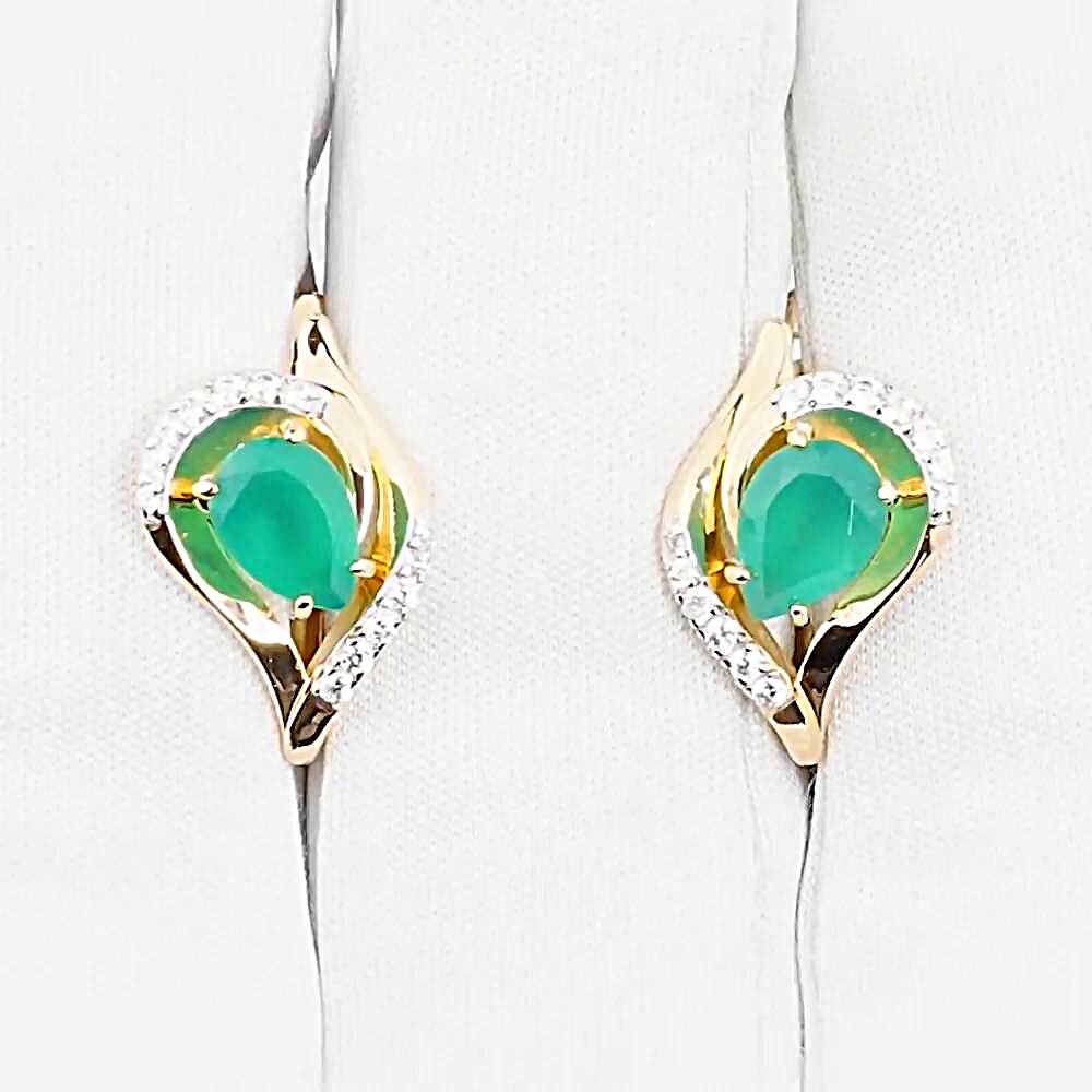 Серьги с агатами и фианитами из красного золота 585 пробы 1