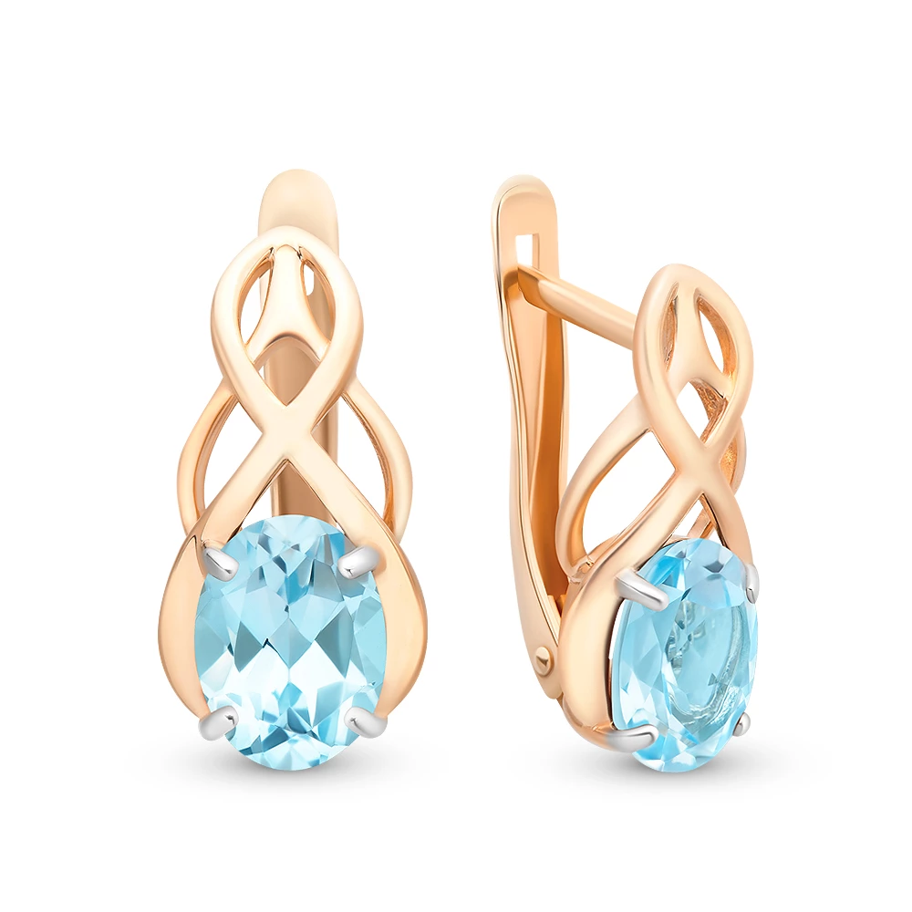 Серьги с топазами из красного золота 585 пробы 1