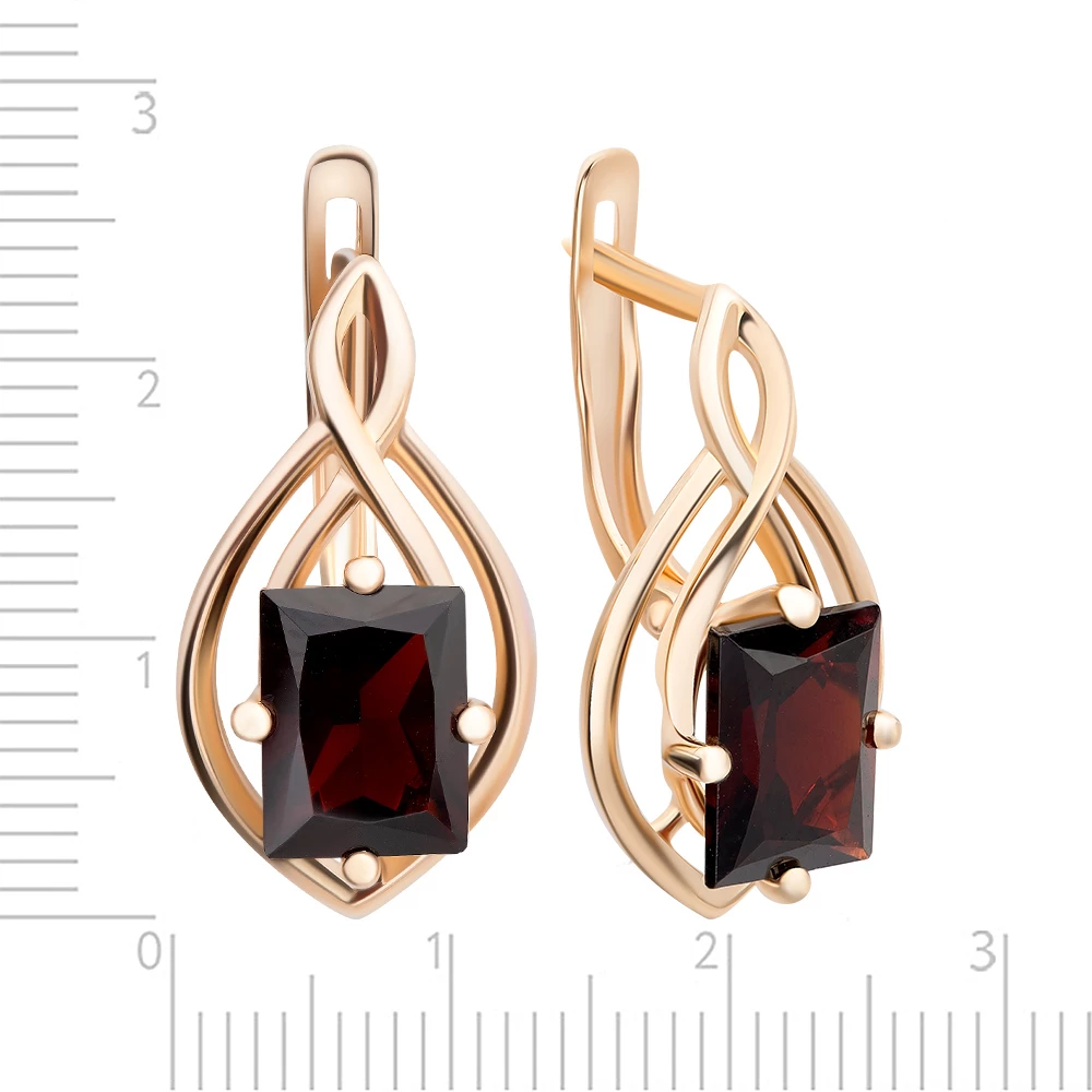 Серьги с гранатами из красного золота 585 пробы 2