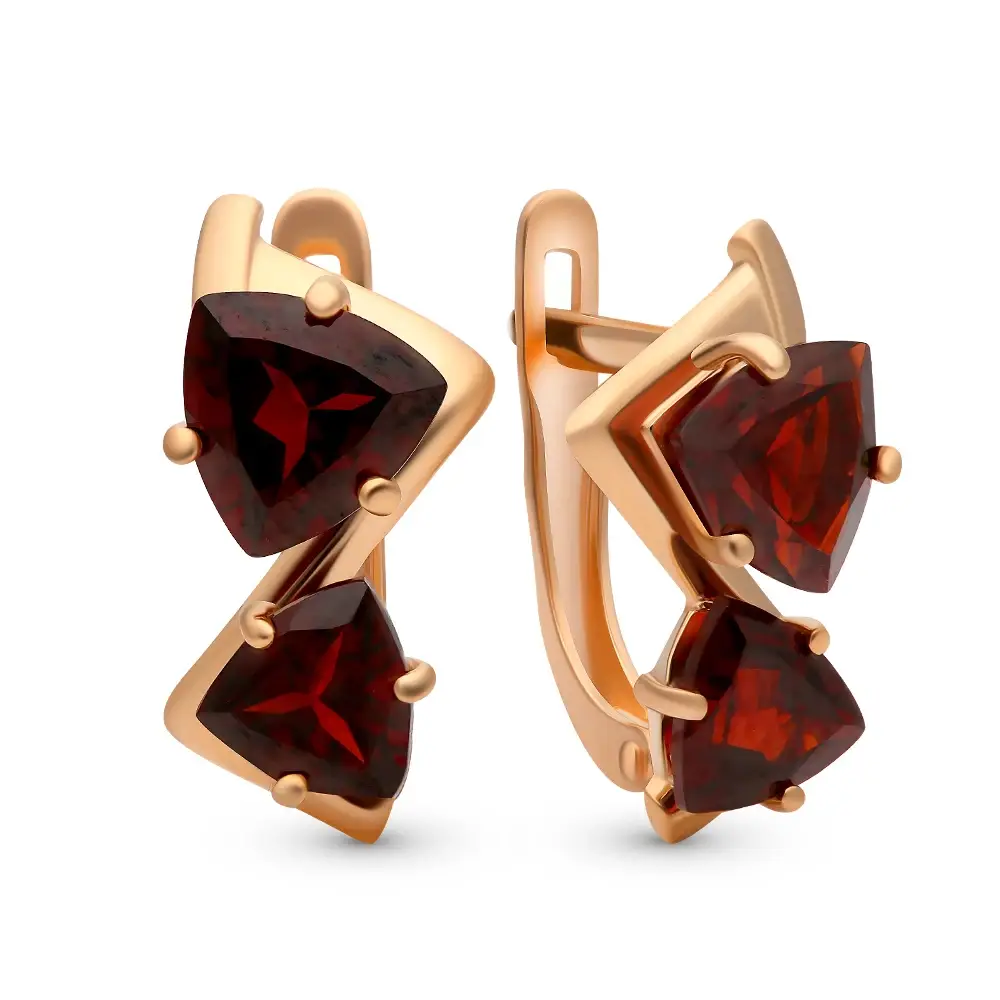Серьги с гранатами из красного золота 585 пробы 1
