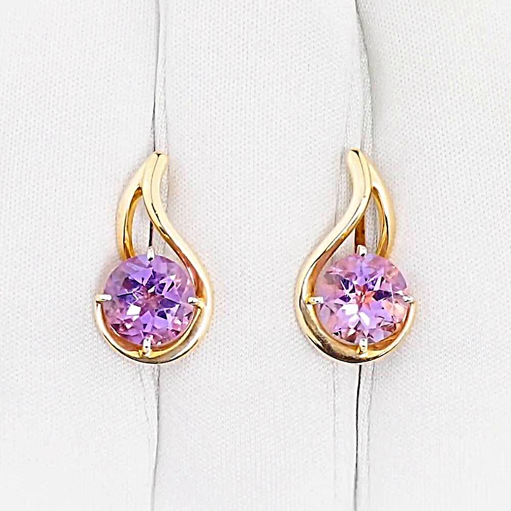 Серьги с аметистами из красного золота 585 пробы 1