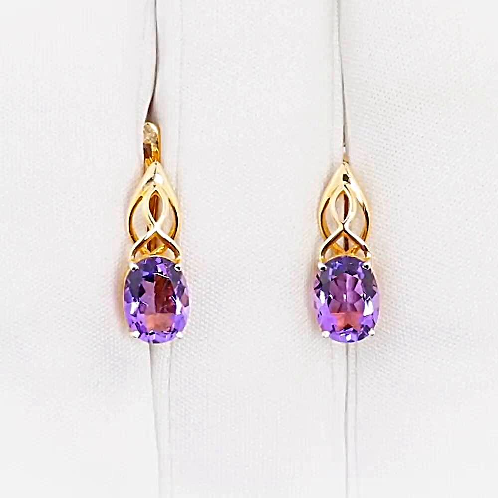 Серьги с аметистами из красного золота 585 пробы 1