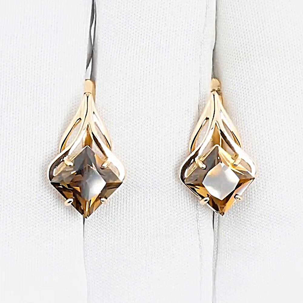 Серьги с раух-топазами из красного золота 585 пробы 1