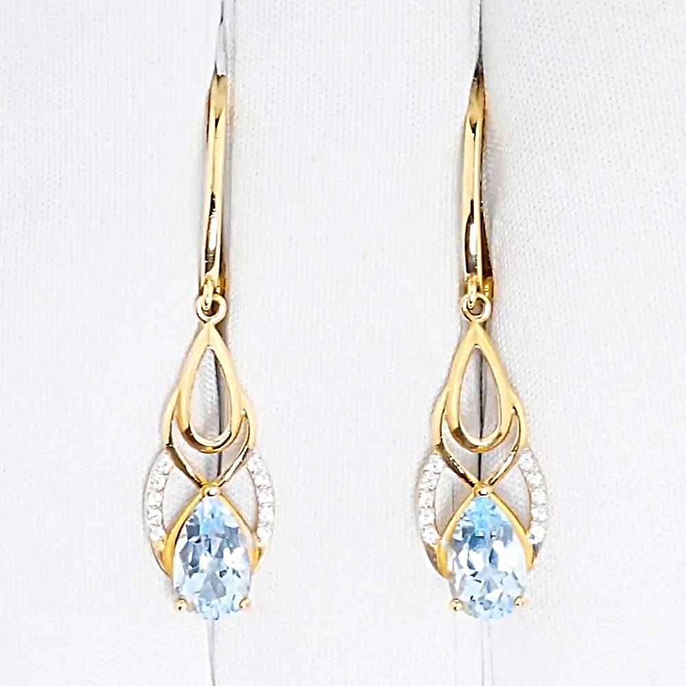 Серьги с топазами и фианитами из красного золота 585 пробы 1