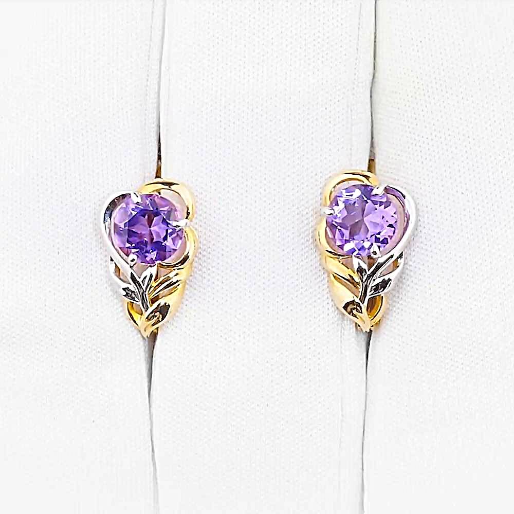 Серьги с аметистами из красного золота 585 пробы 1
