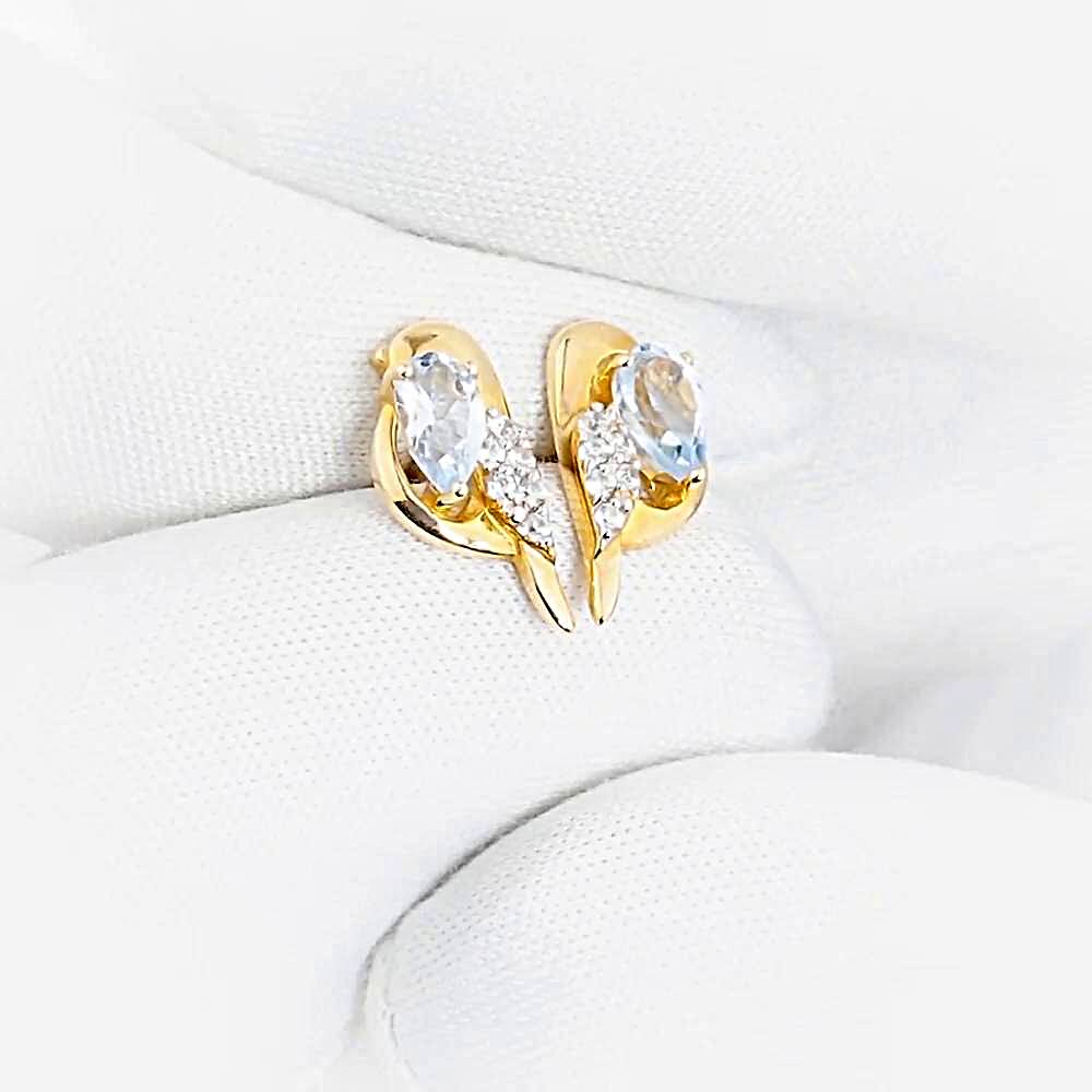 Серьги  Голубь с топазами и фианитами из красного золота 585 пробы 1