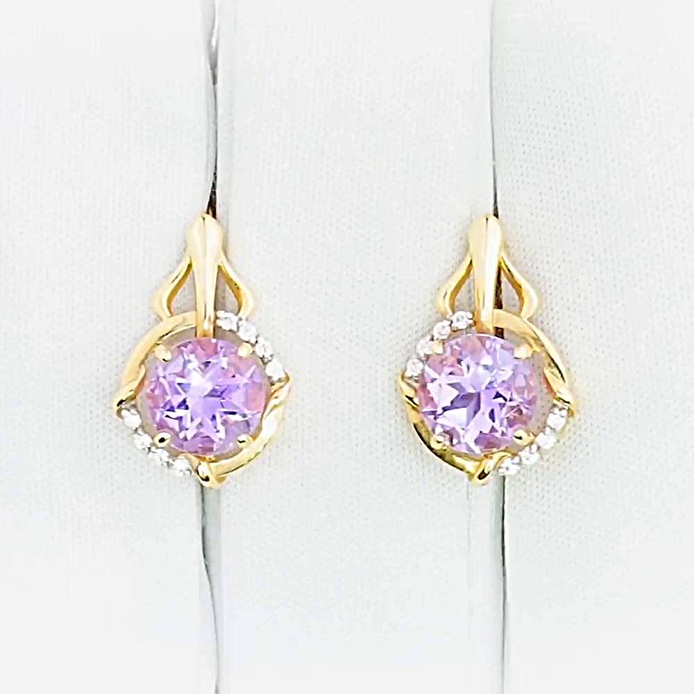 Серьги с аметистами и фианитами из красного золота 585 пробы 1