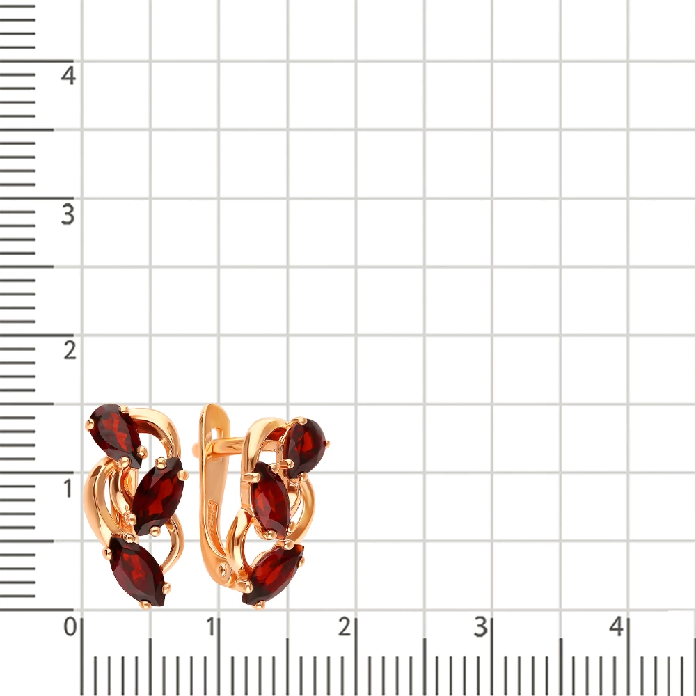 Серьги с гранатами из красного золота 585 пробы
