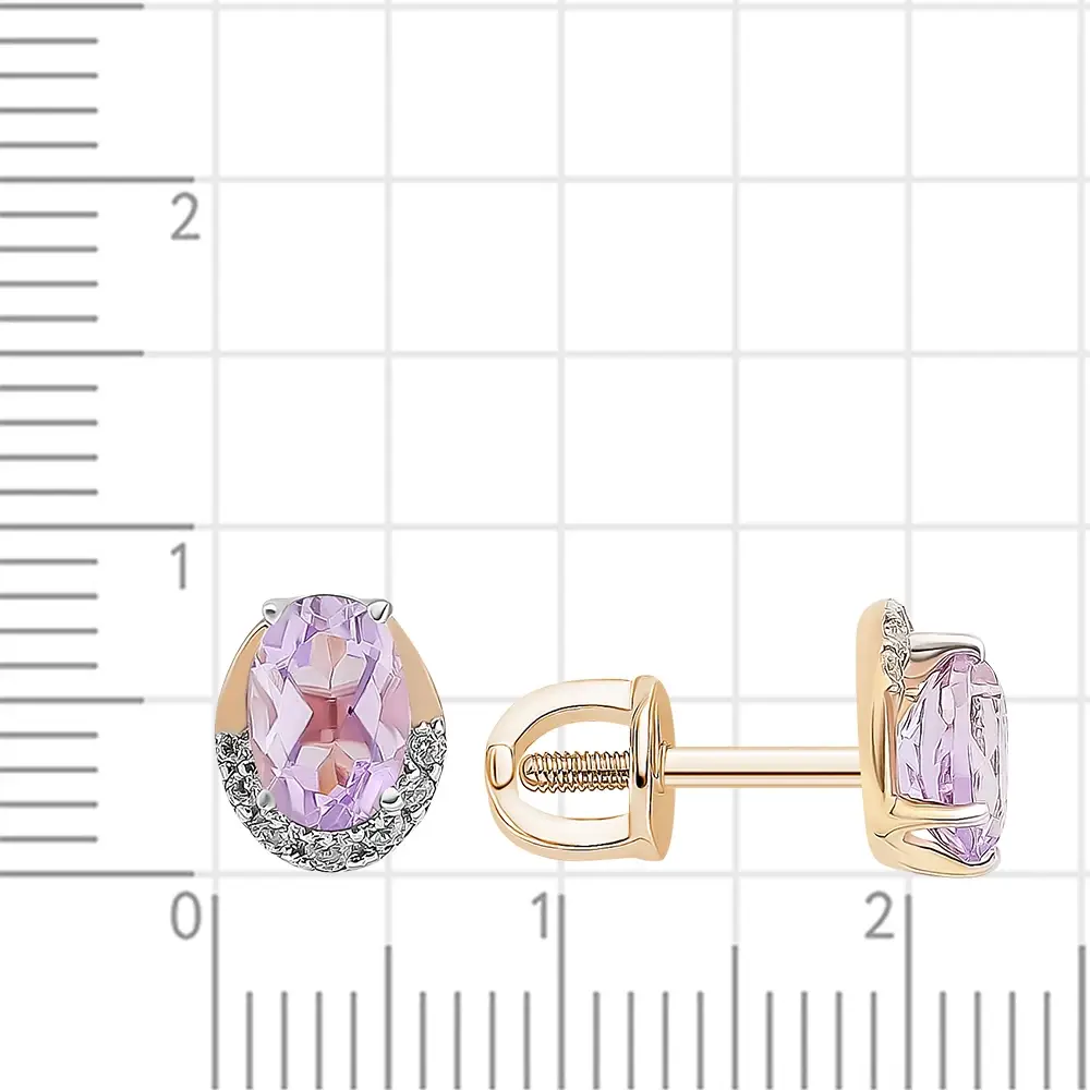 Серьги с аметистами и фианитами из красного золота 375 пробы 3