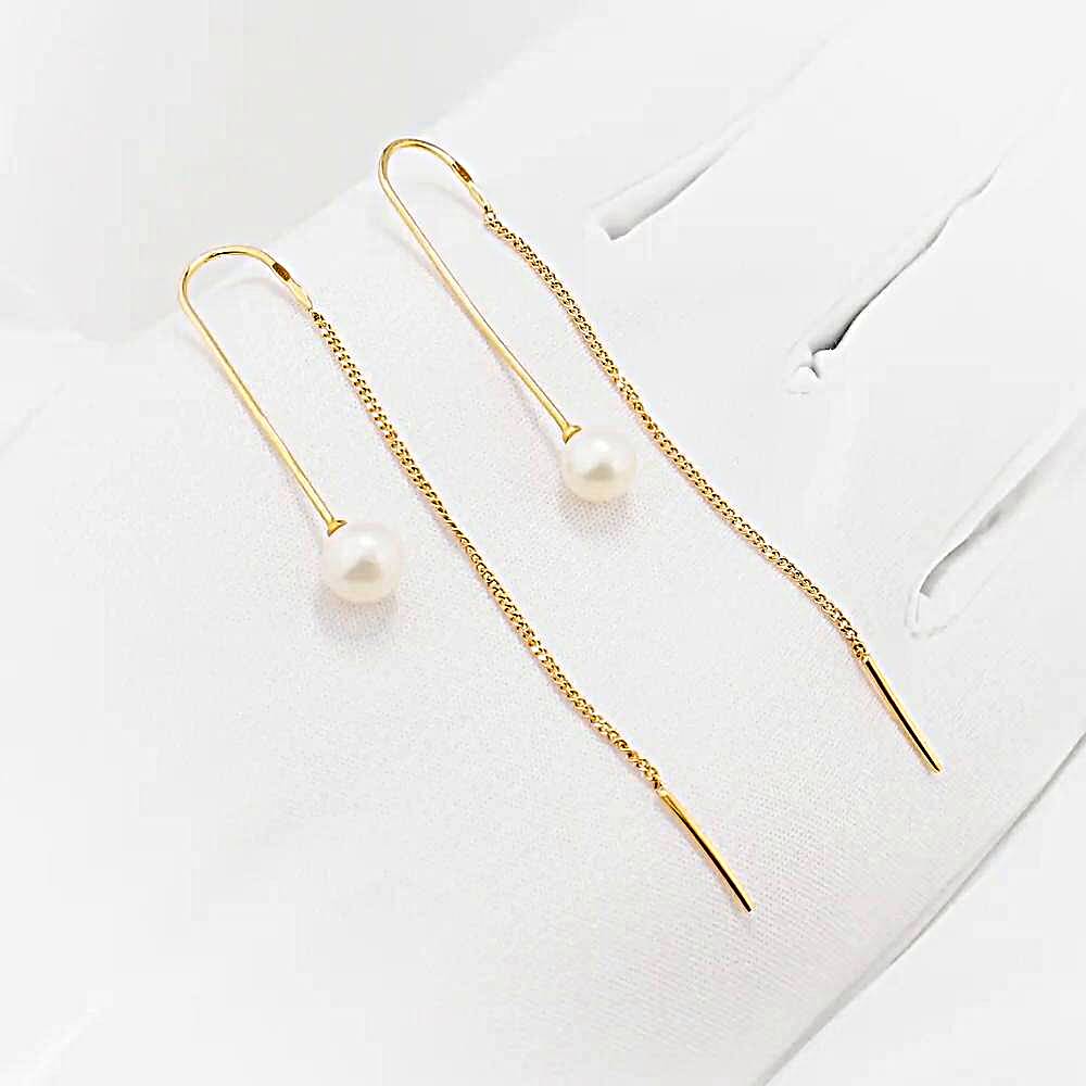 Серьги с культивированным жемчугом из красного золота 585 пробы 1