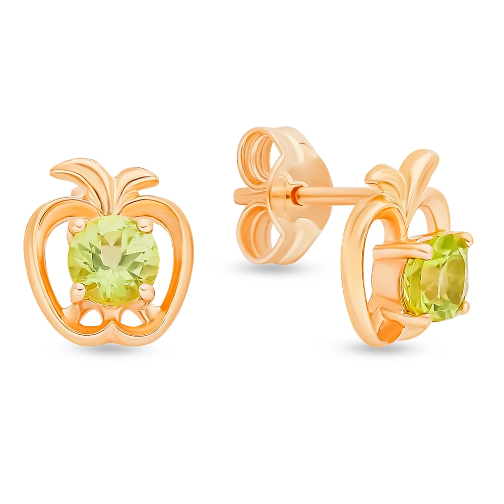 Серьги с хризолитами из красного золота 375 пробы 2