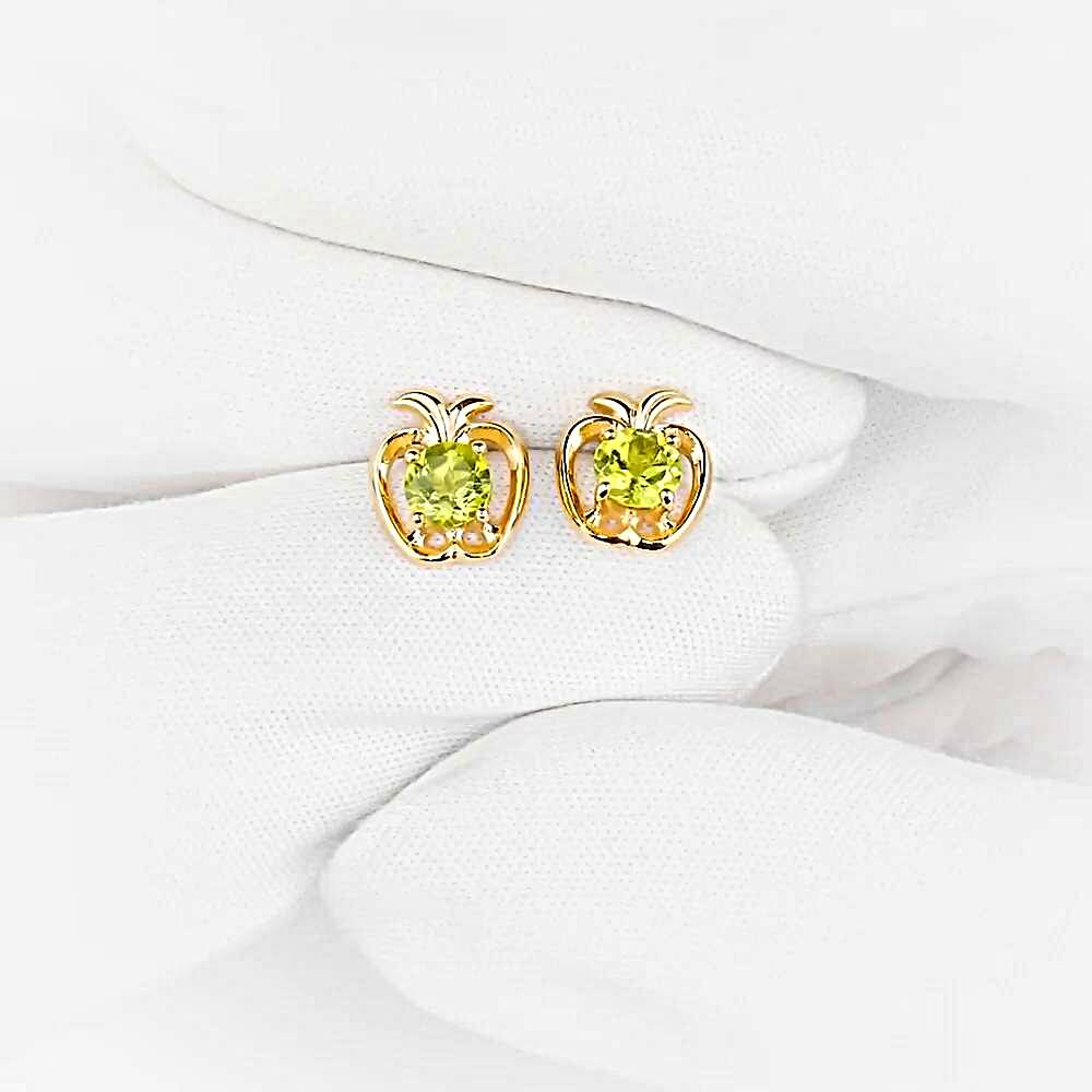 Серьги с хризолитами из красного золота 375 пробы 1