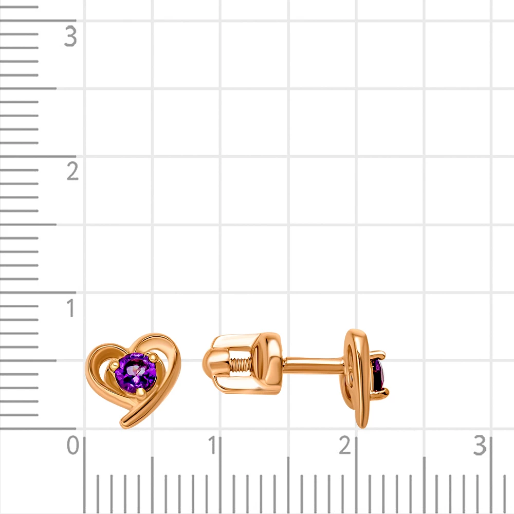 Серьги с аметистами из красного золота 375 пробы 2