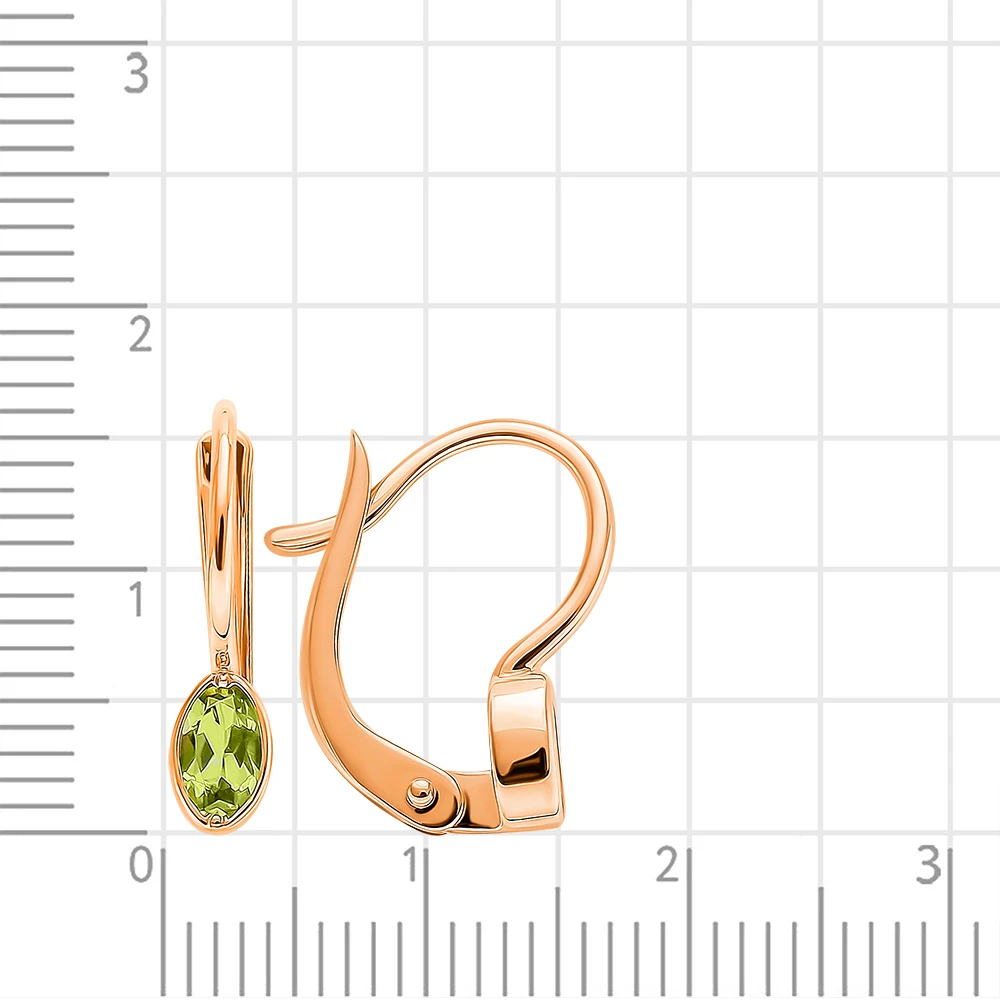 Серьги с хризолитами из красного золота 585 пробы 2
