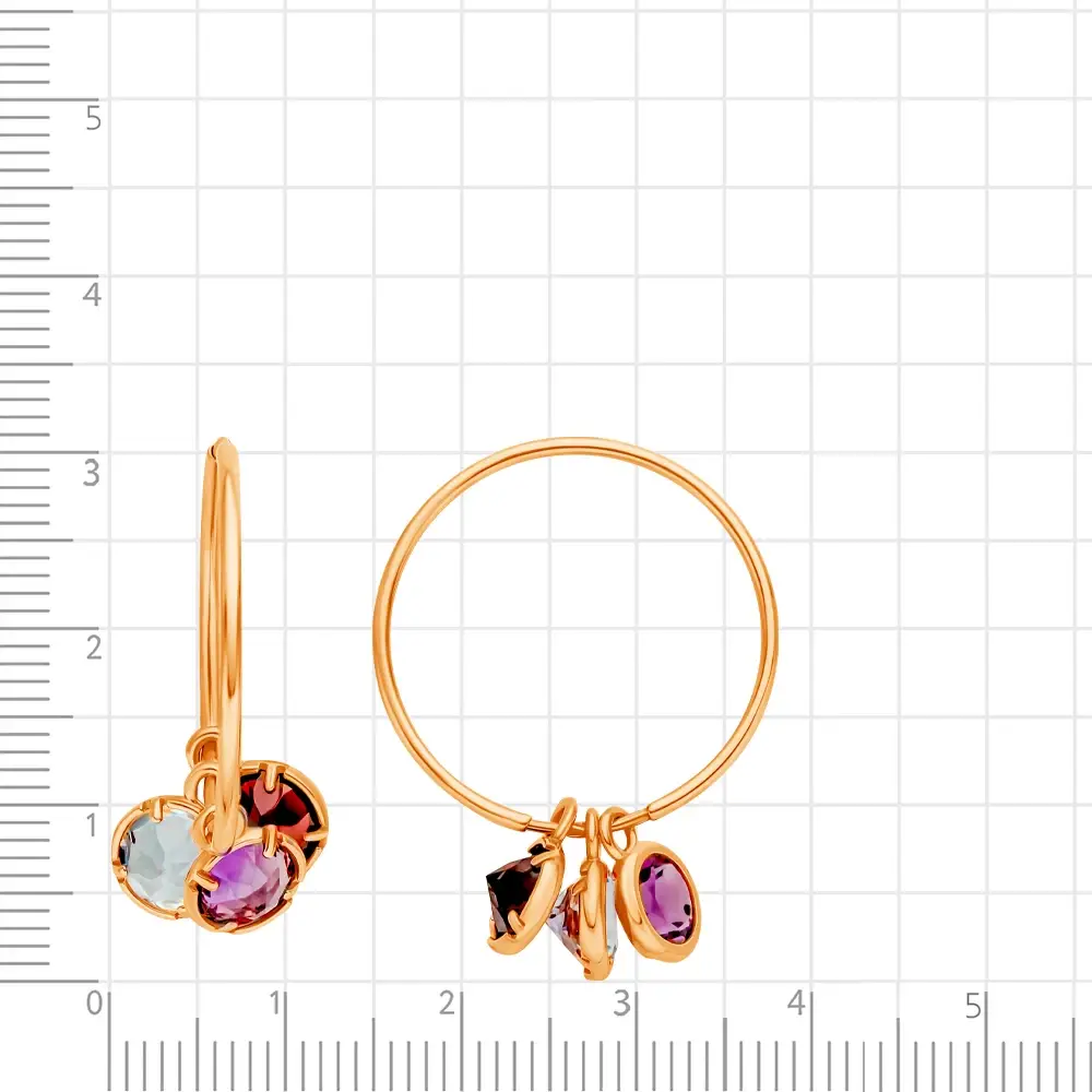 Серьги конго с гранатами из красного золота 375 пробы 3