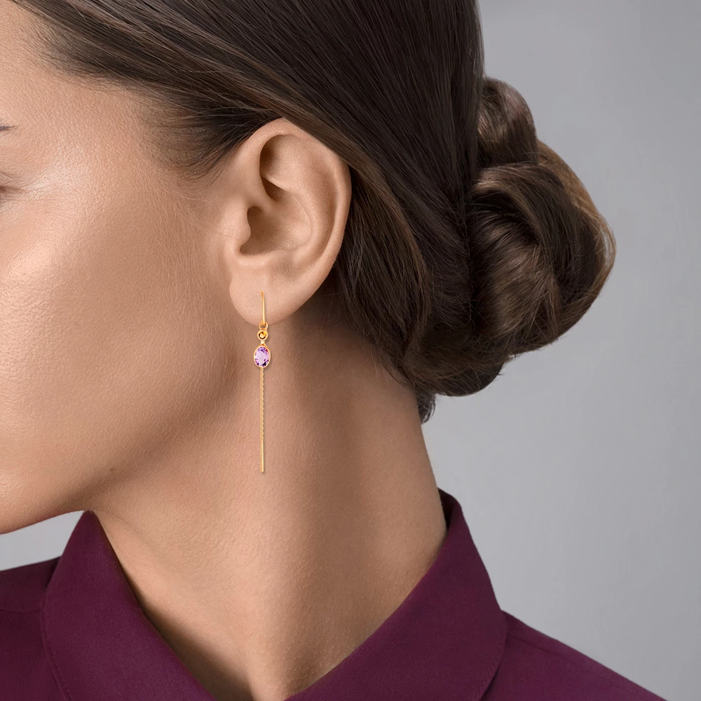 Серьги с миксами из красного золота 585 пробы