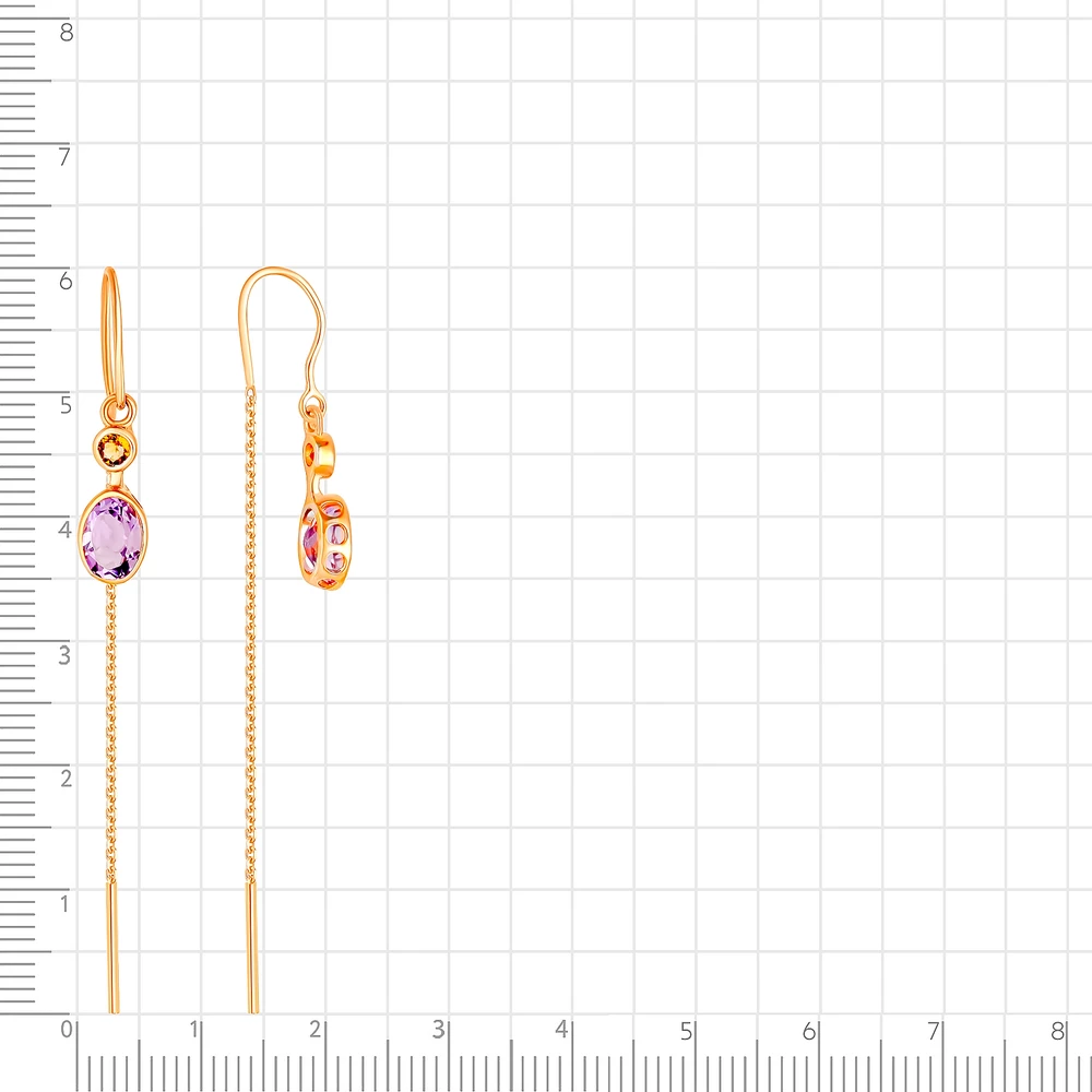 Серьги с миксами из красного золота 585 пробы