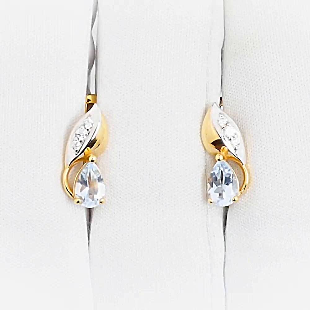 Серьги с топазами и фианитами из красного золота 375 пробы 1