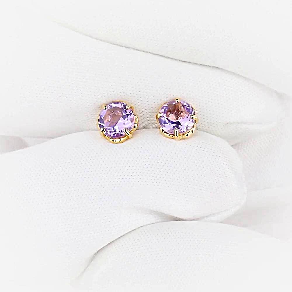 Серьги с аметистами из красного золота 585 пробы 1