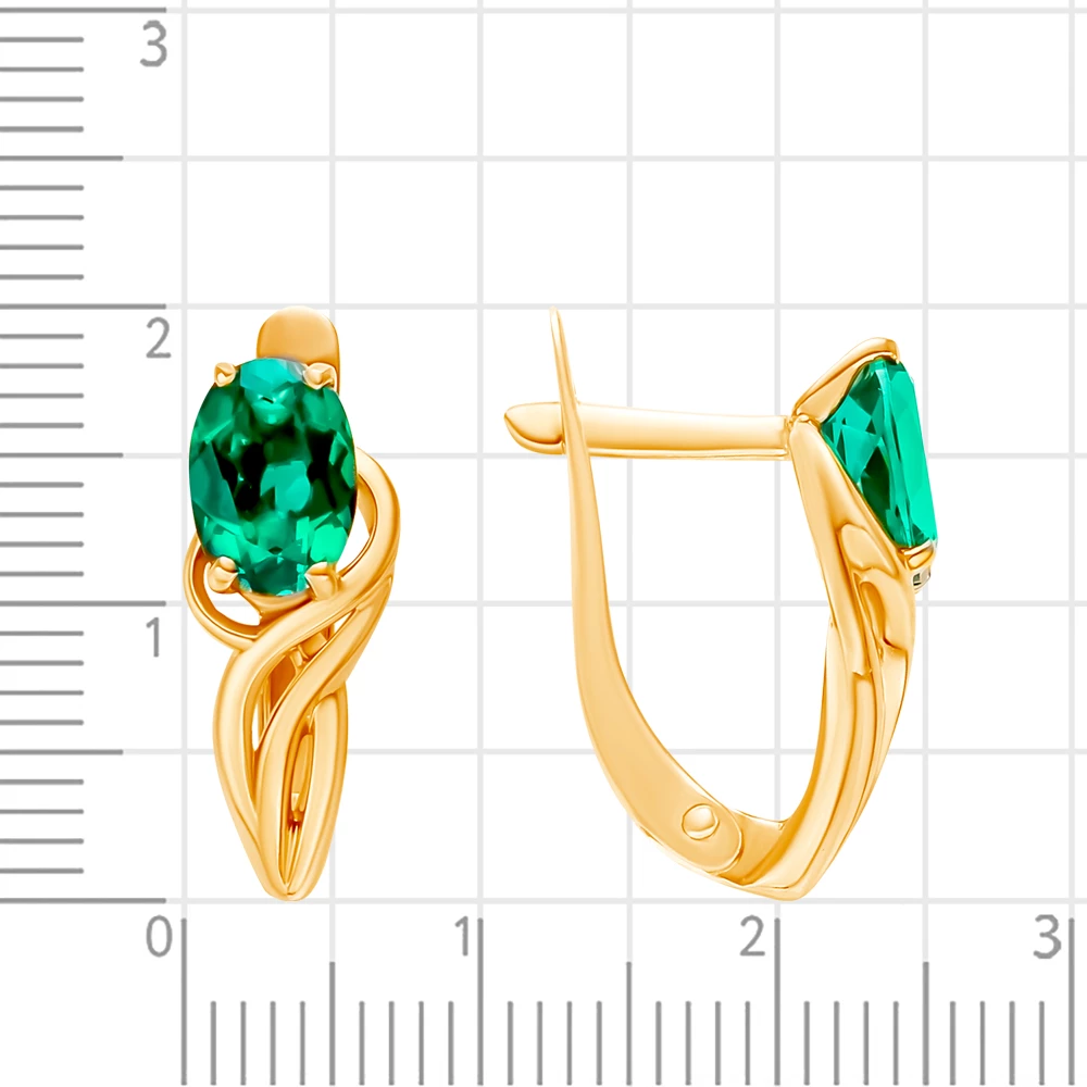 Серьги с гидротермальными изумрудами из красного золота 375 пробы 2