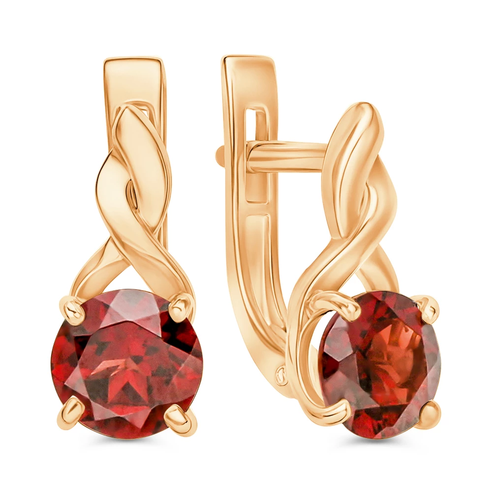 Серьги с гранатами из красного золота 585 пробы 1