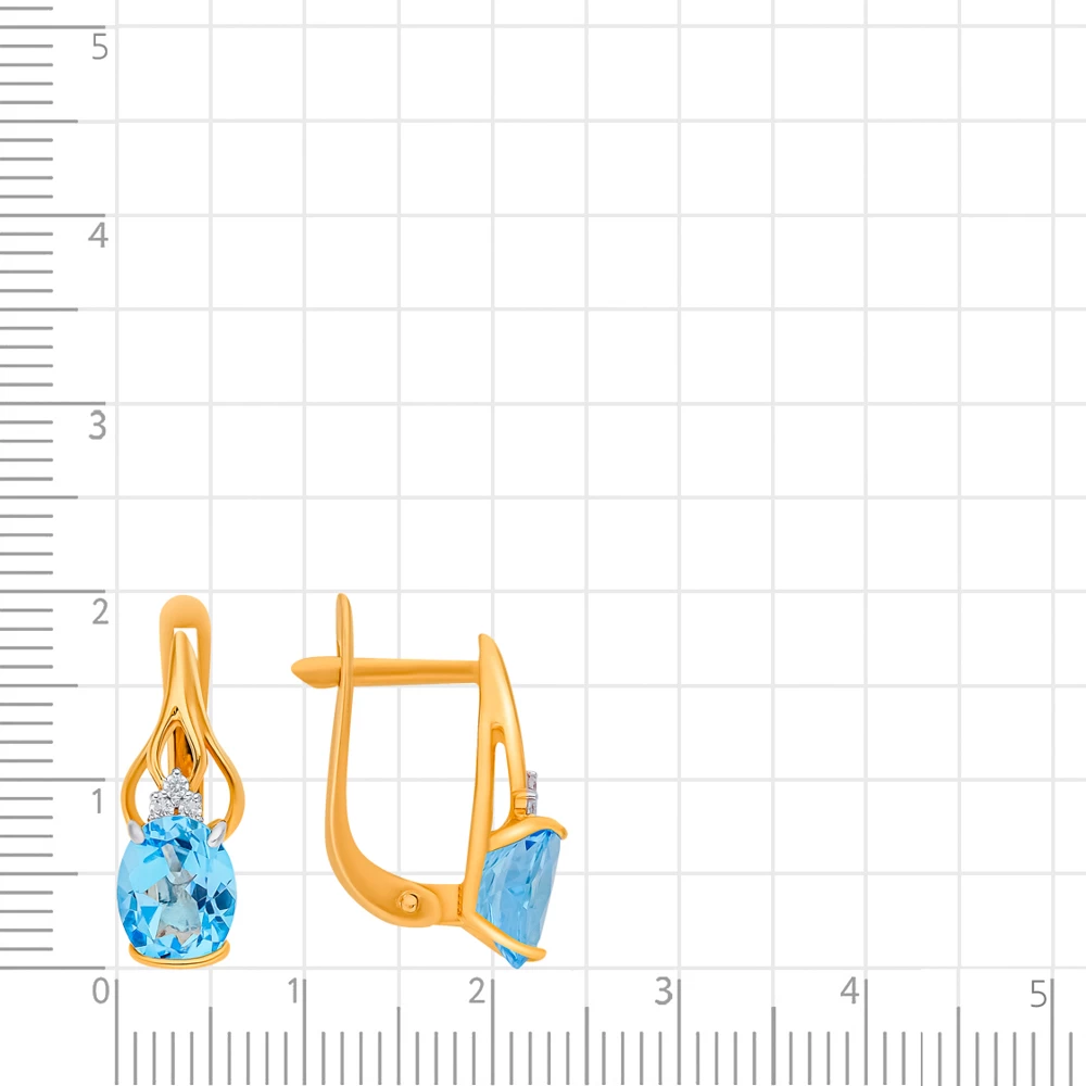Серьги с топазами и фианитами из красного золота 375 пробы 3