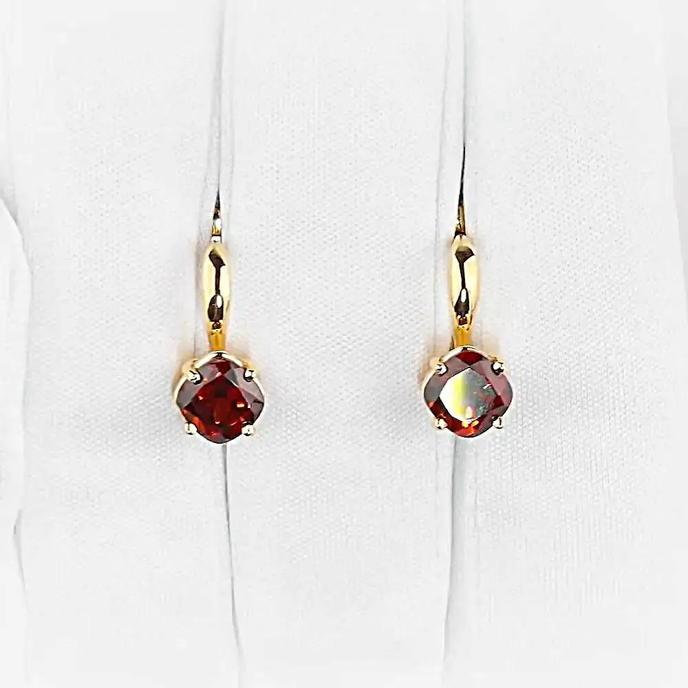 Серьги с гранатами из красного золота 585 пробы 2