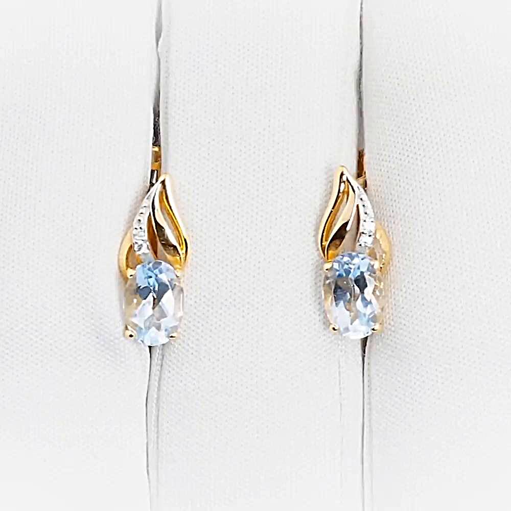 Серьги с топазами и фианитами из красного золота 585 пробы 1