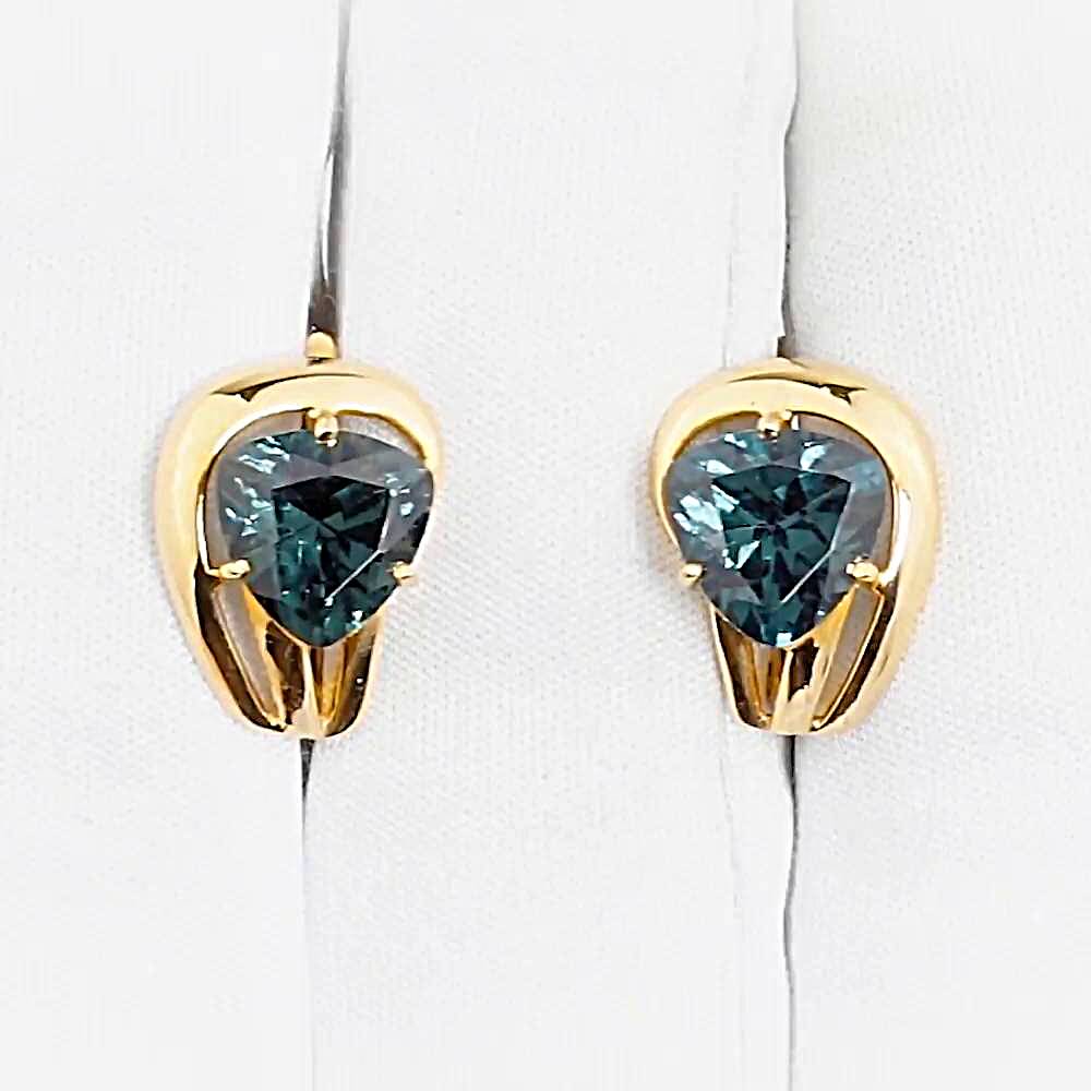 Серьги с турмалинами синтетическими из красного золота 585 пробы