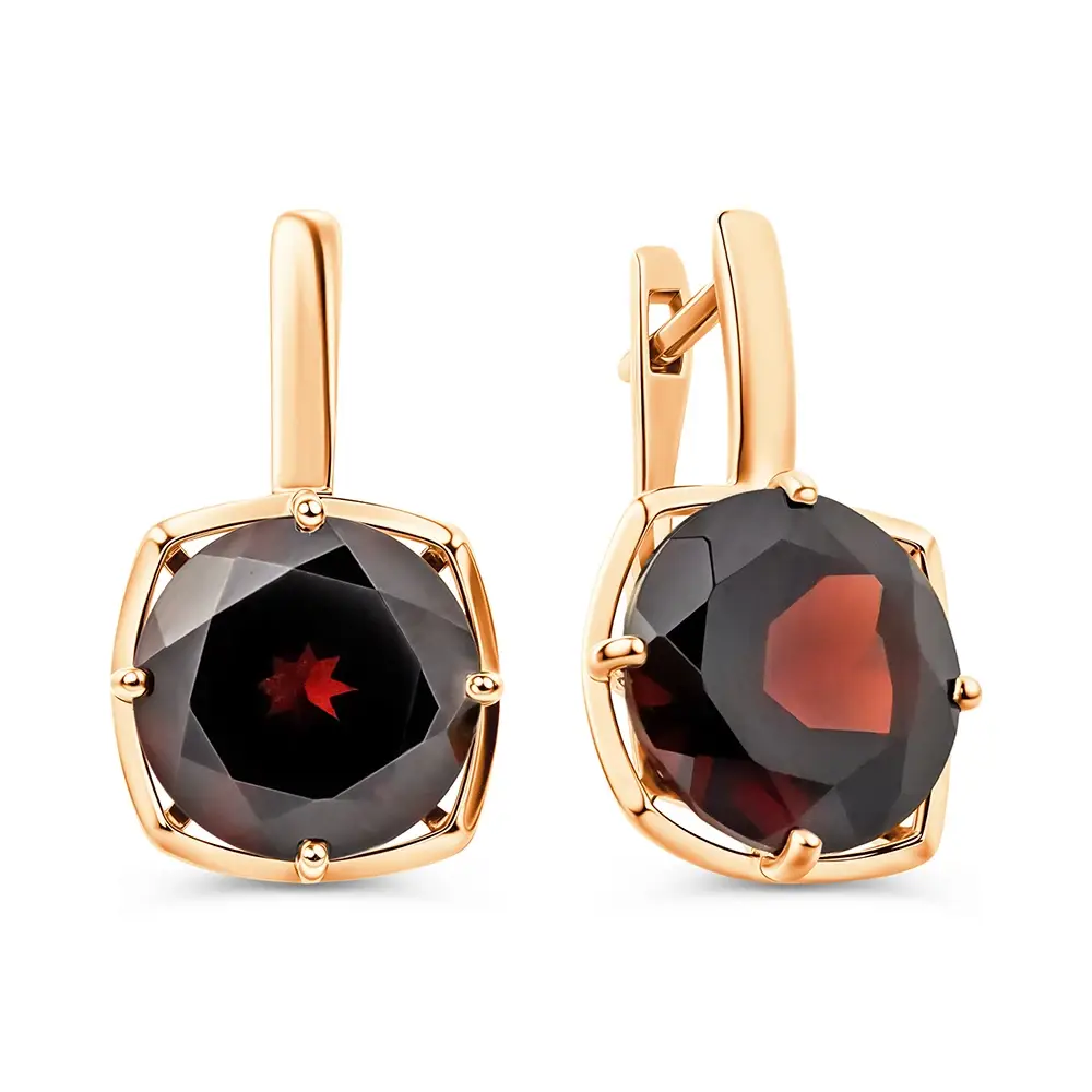 Серьги с гранатами из красного золота 585 пробы 1