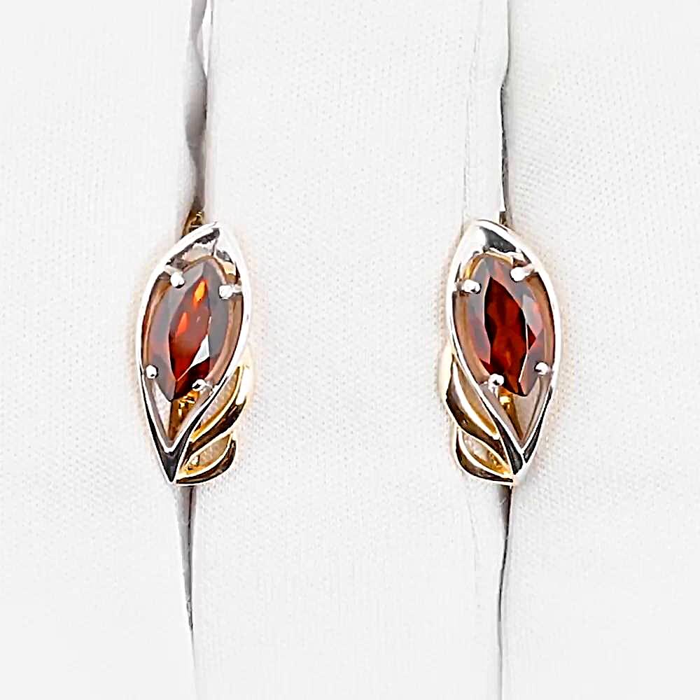 Серьги с гранатами из красного золота 585 пробы 1